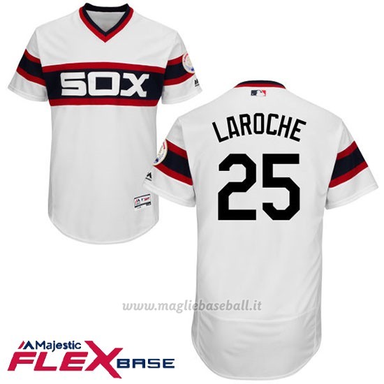 Maglia Baseball Uomo Chicago White Sox 25 Adam Laroche Bianco Autentico Collezione Flex Base
